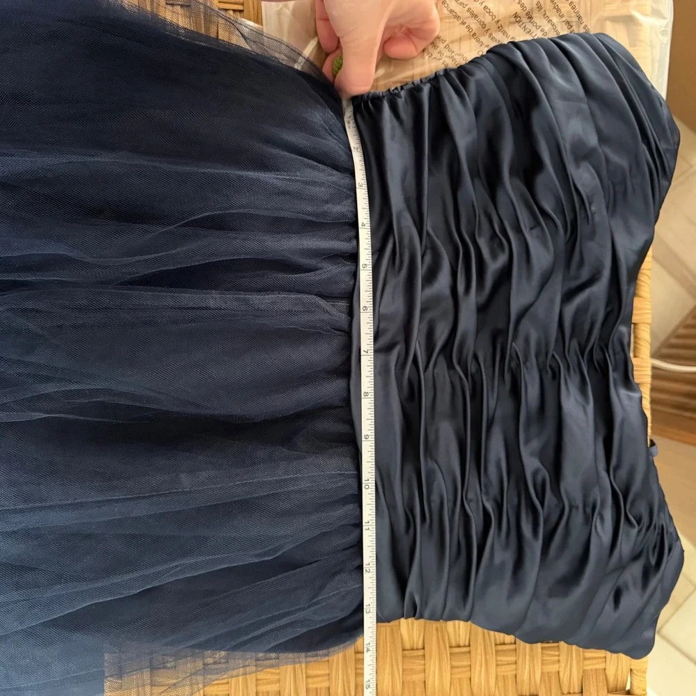 Hutch Toni Navy Blue Tulle Tiered Maxi Dress Ruched Bodice Formal Gown Size 4 - Picture 7 of 8